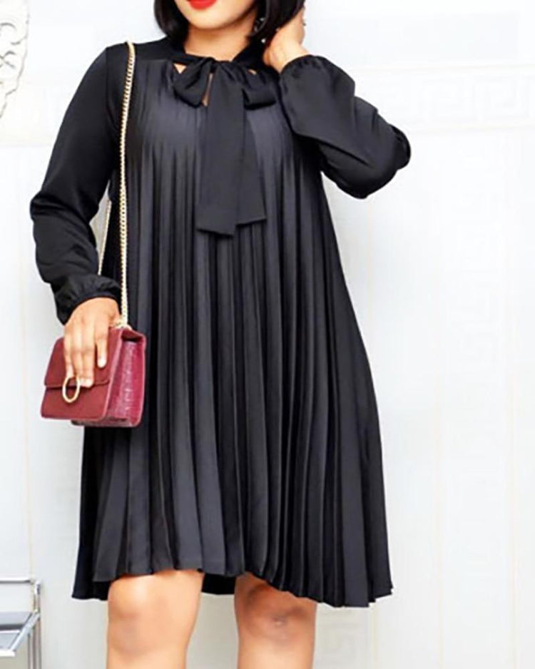 Plus Size Pleated Dresses with BowtieWomen Fashion Summer  Female African Vestidos New - Omychic