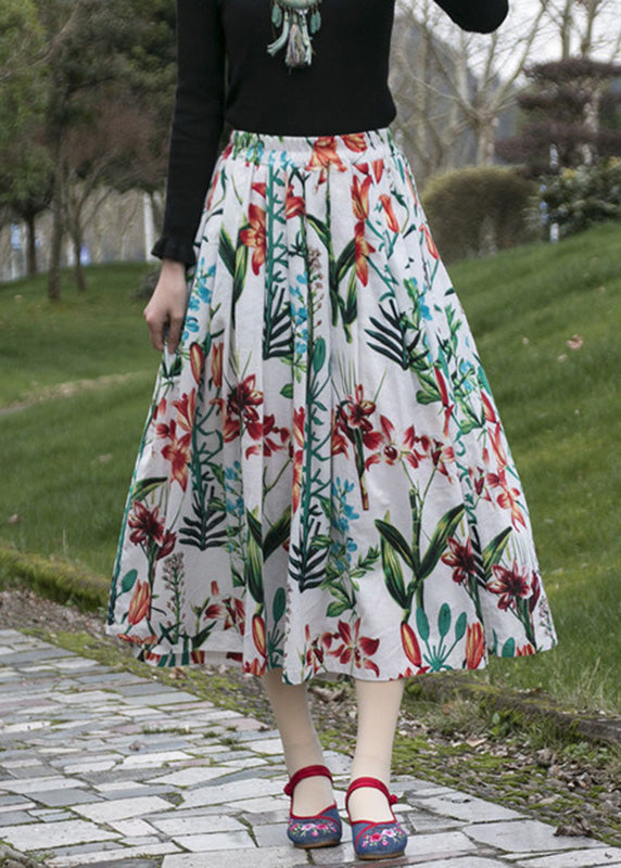 Plus Size Print Wrinkled Cozy A Line Skirt Summer