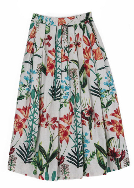 Plus Size Print Wrinkled Cozy A Line Skirt Summer