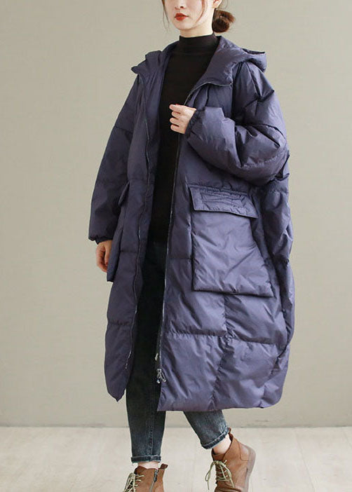 Plus Size Purple Hooded thick Duck Down Down Coats Winter
