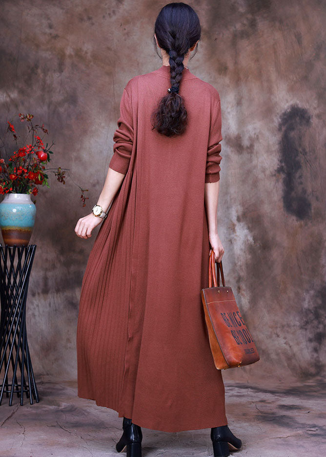 Plus Size Women Coffee slim fit Knit Dress Spring