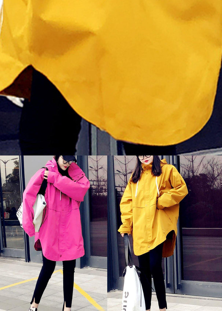 Plus Size Yellow Casual Patchwork Pockets Fall Coats - Omychic