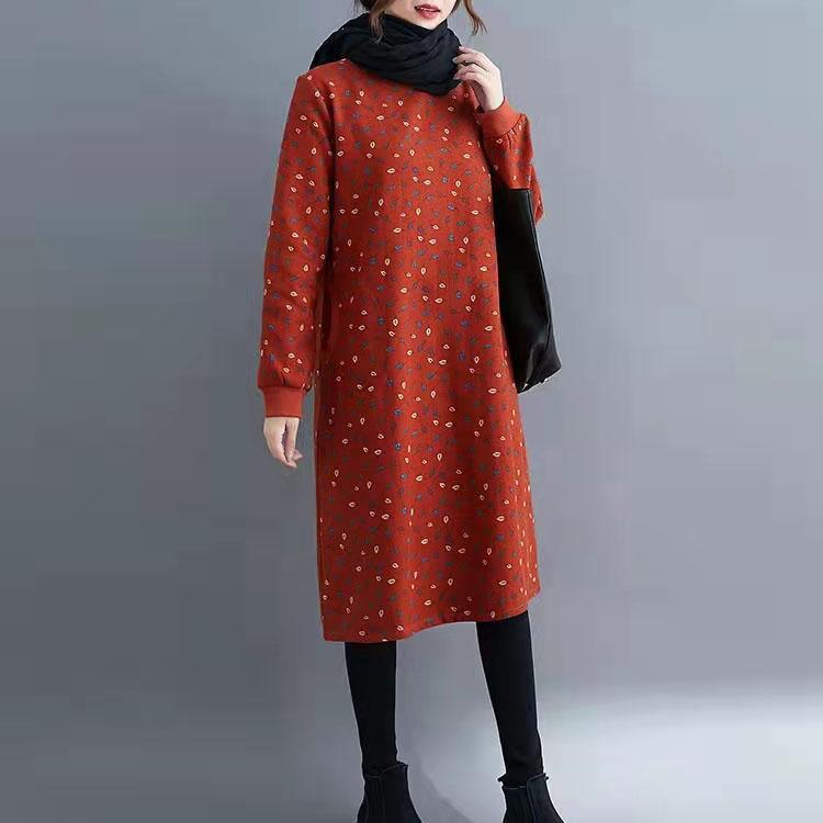 Plus Size Cotton Vintage Floral For Women Casual Loose Autumn Winter Dress - Omychic