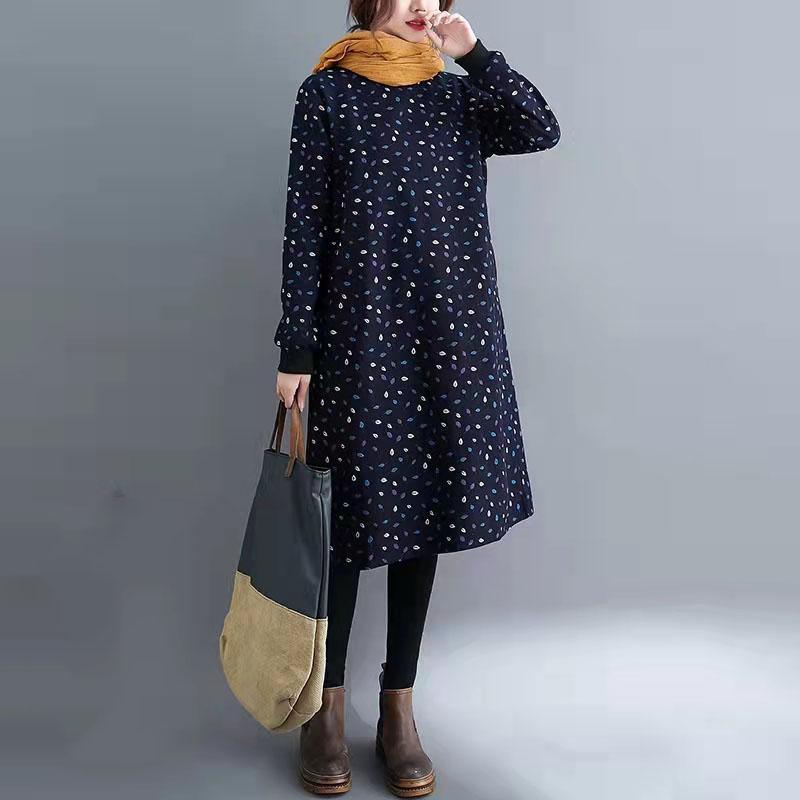 Plus Size Cotton Vintage Floral For Women Casual Loose Autumn Winter Dress - Omychic