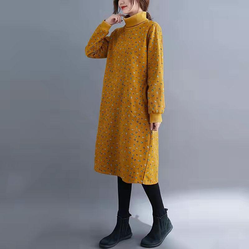 Plus Size Cotton Vintage Floral For Women Casual Loose Autumn Winter Dress - Omychic