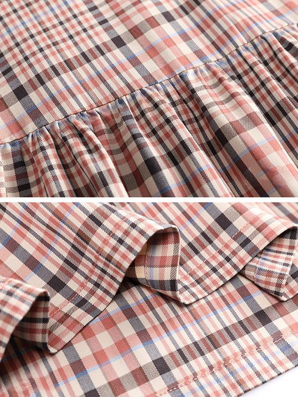 Plus Size Splicing Plaid Pullover Loose Midi Dress - Omychic