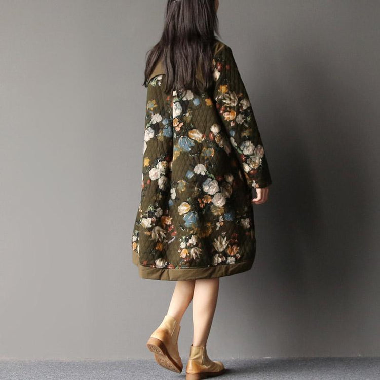 Plus size floral cotton dresses in green - Omychic