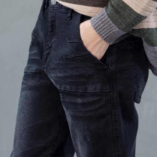 Plus size pants black corduroy women trousers casual style - Omychic