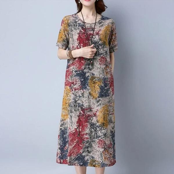 Plus size Print Long sleeves Pocket Casual Dress Slim plus size female clothing Vestidos - Omychic