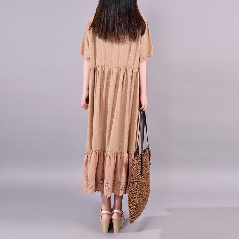 Polka Dot Hollow Out Casual Loose Dress - Omychic