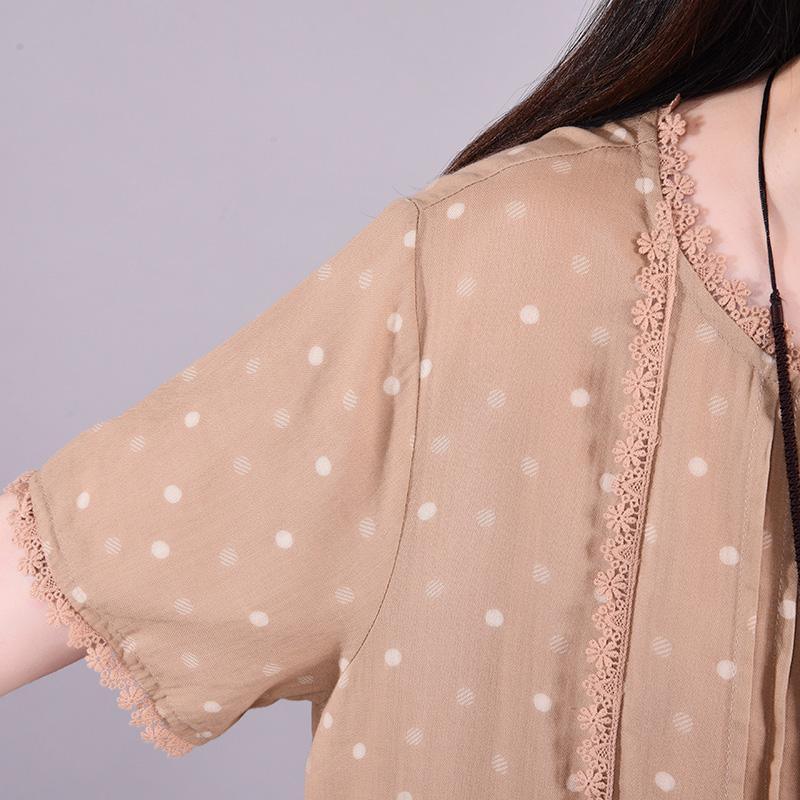 Polka Dot Hollow Out Casual Loose Dress - Omychic