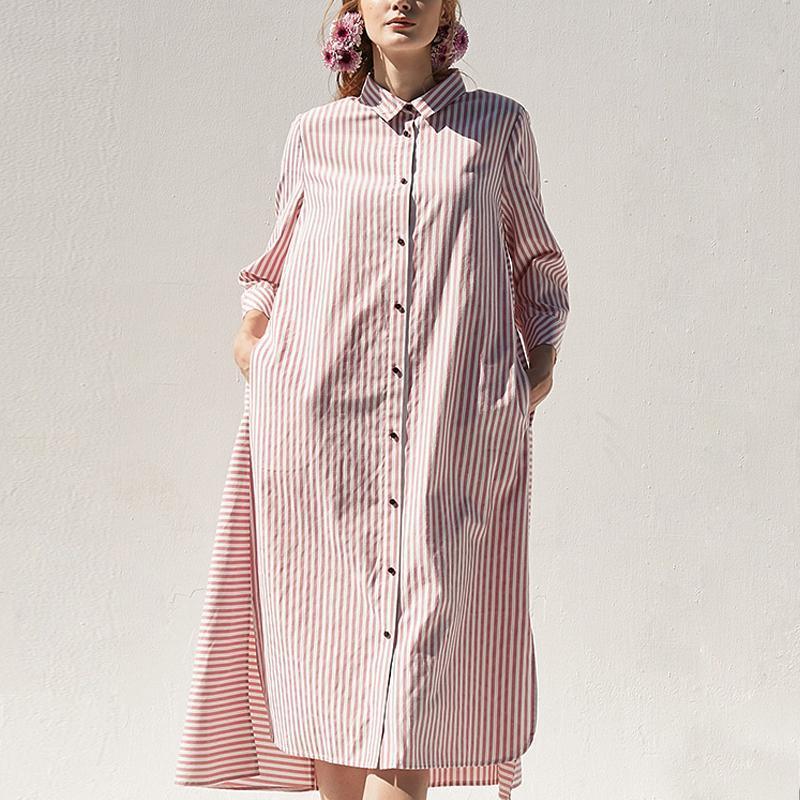 Polo Collar Pink Casual Plus Size Shirt Dress - Omychic