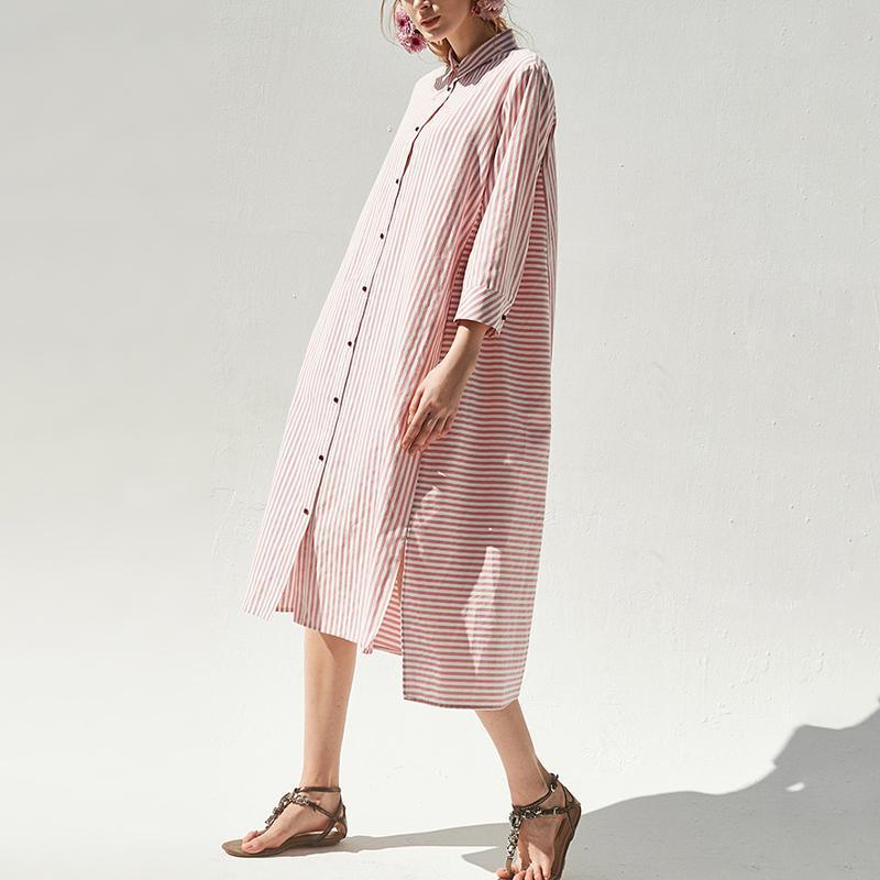 Polo Collar Pink Casual Plus Size Shirt Dress - Omychic