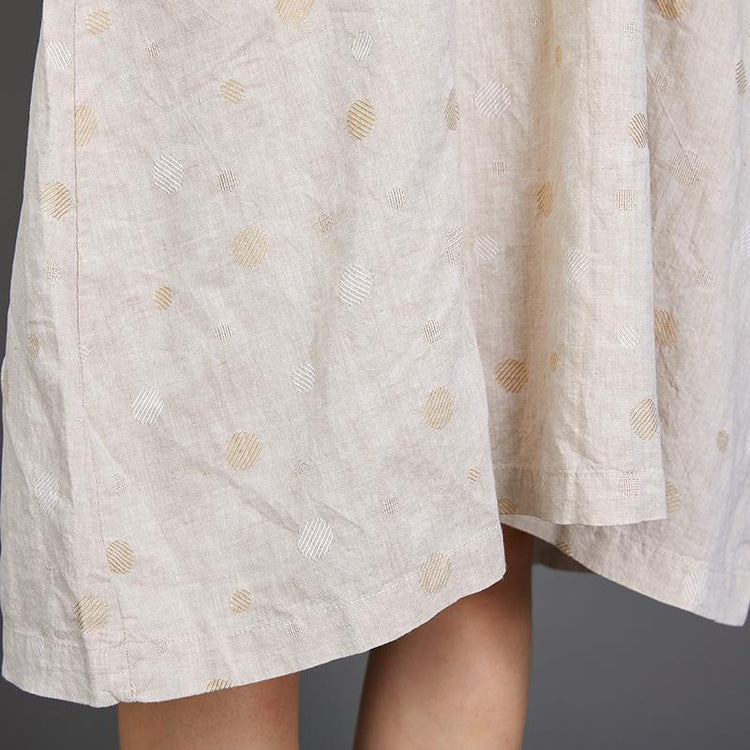 Polo Collar Dots Short Sleeve Loose Dress - Omychic