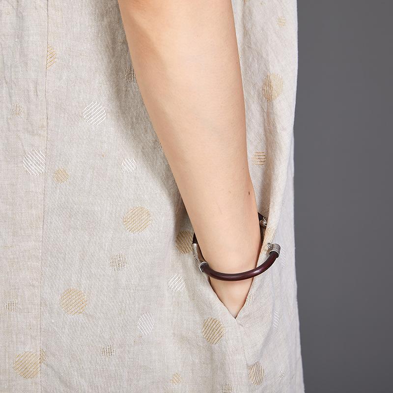 Polo Collar Dots Short Sleeve Loose Dress - Omychic