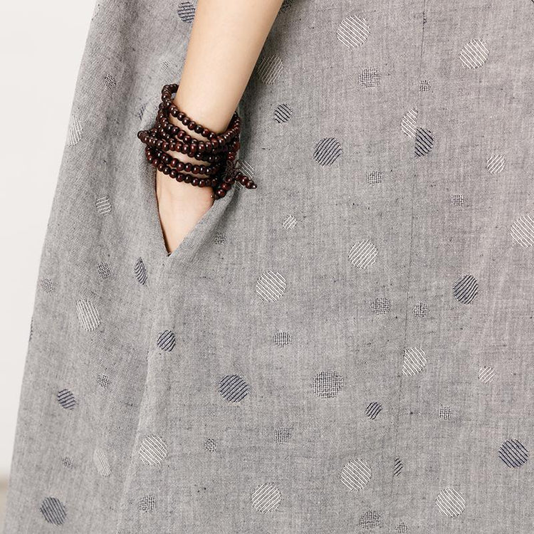 Polo Collar Small Dots Comfortable Midi Dress - Omychic