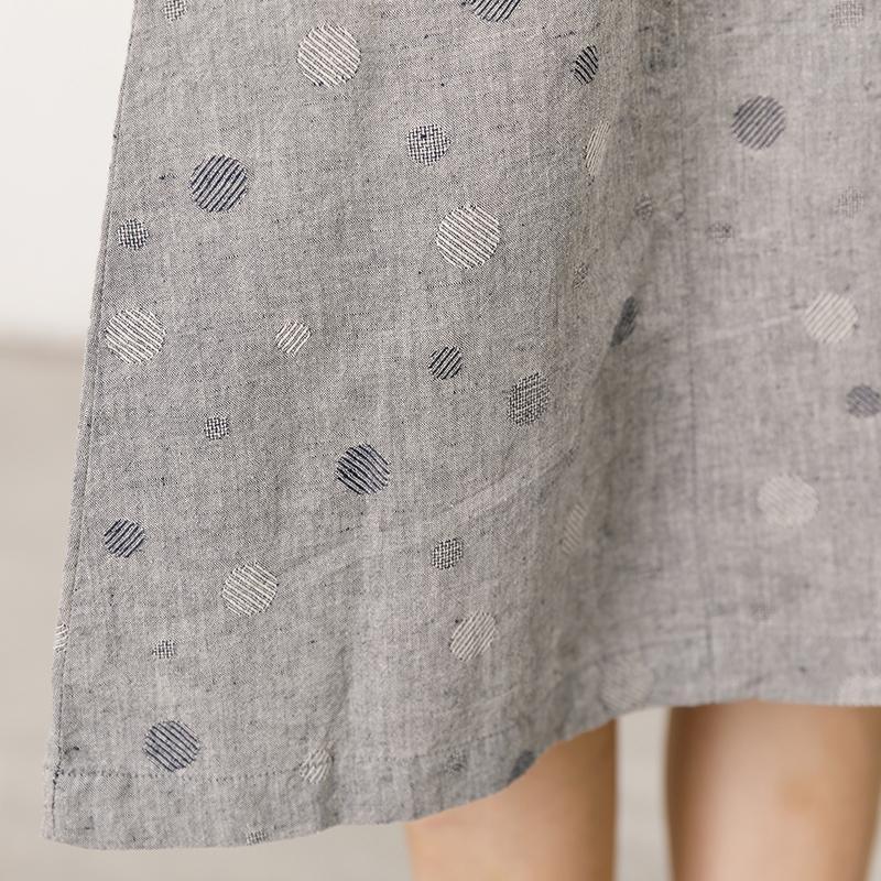 Polo Collar Small Dots Comfortable Midi Dress - Omychic