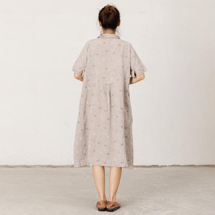 Polo Collar Small Dots Comfortable Midi Dress - Omychic