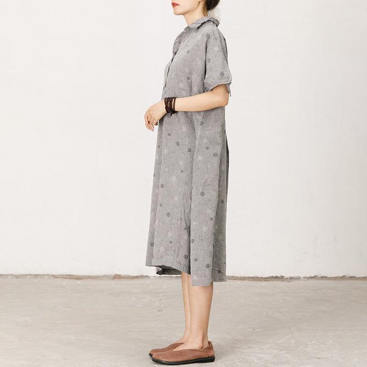 Polo Collar Small Dots Comfortable Midi Dress - Omychic