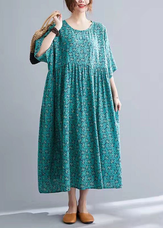 2021 Print Cotton Linen Loose A-Line Dress - Omychic