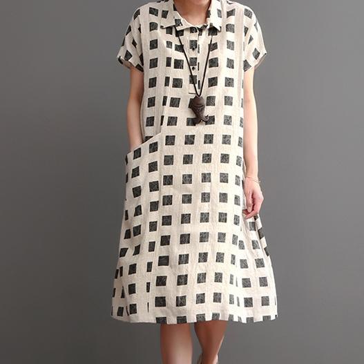 Print  New summer linen dress plus size shift dresses - Omychic