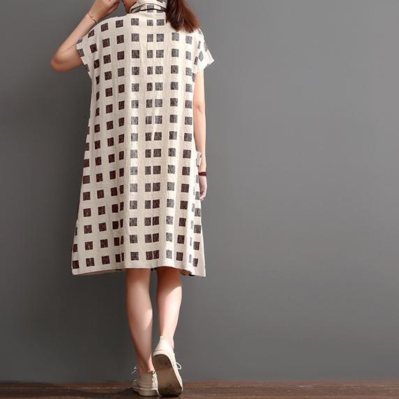 Print  New summer linen dress plus size shift dresses - Omychic