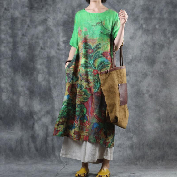 Printed Half Sleeve Loose Casual Dress - Omychic