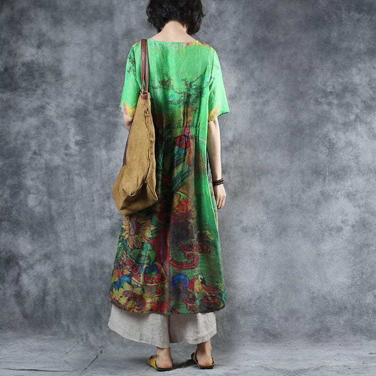Printed Half Sleeve Loose Casual Dress - Omychic