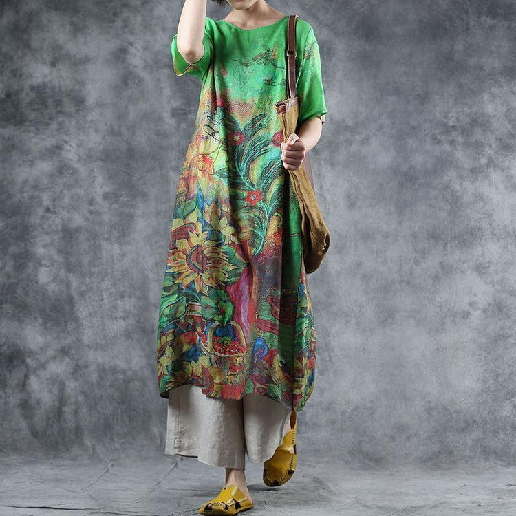 Printed Half Sleeve Loose Casual Dress - Omychic