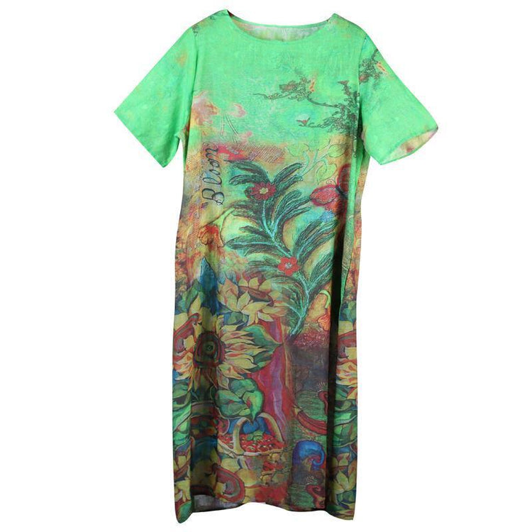 Printed Half Sleeve Loose Casual Dress - Omychic