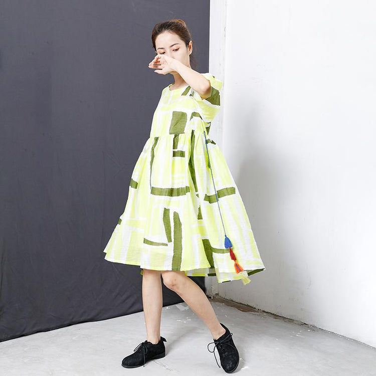 Printed Tassel Lacing Casual Loose Dress - Omychic
