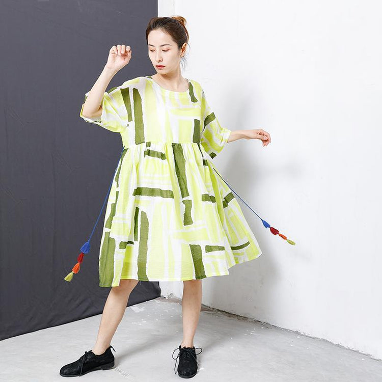 Printed Tassel Lacing Casual Loose Dress - Omychic
