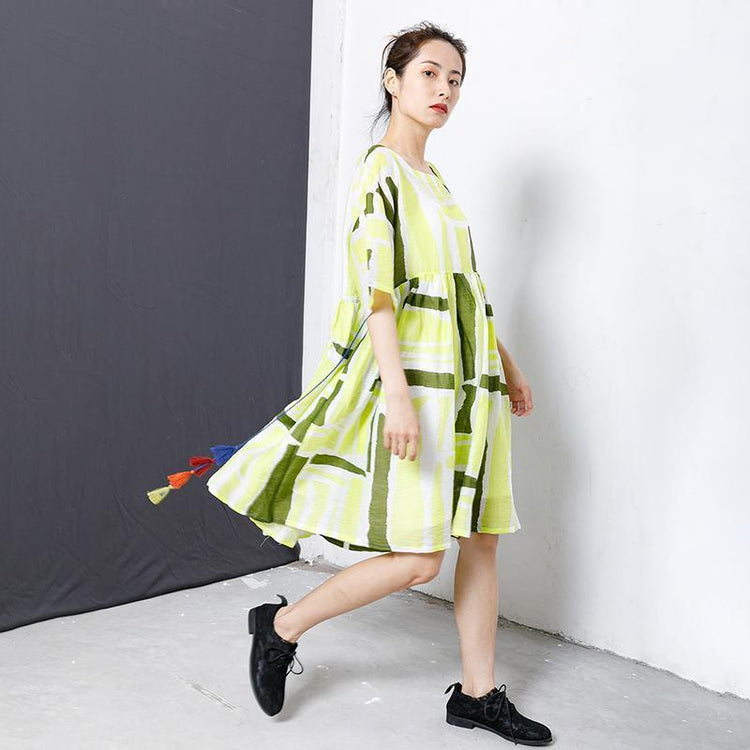 Printed Tassel Lacing Casual Loose Dress - Omychic