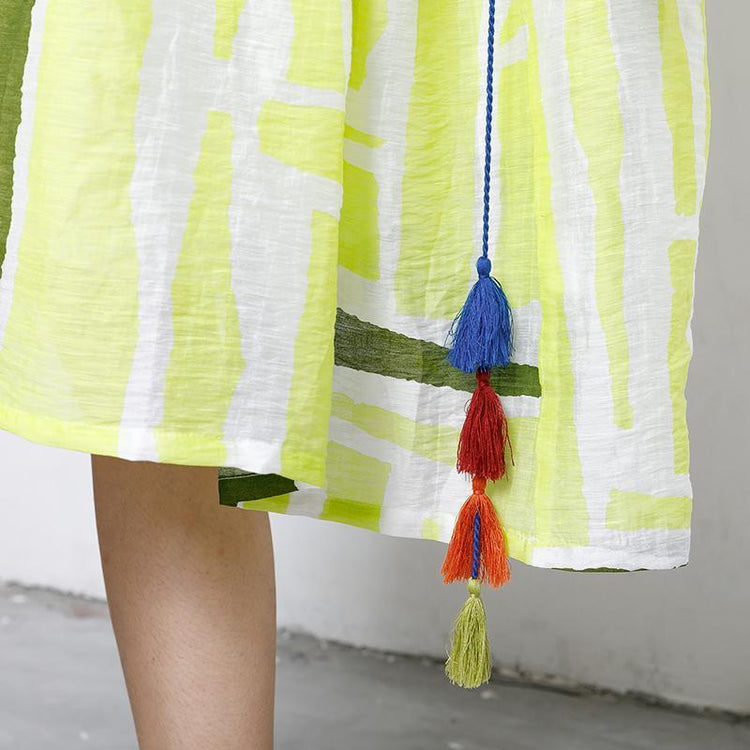 Printed Tassel Lacing Casual Loose Dress - Omychic
