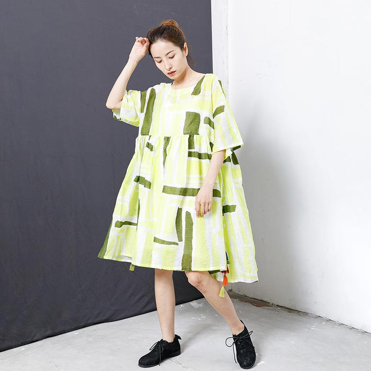 Printed Tassel Lacing Casual Loose Dress - Omychic