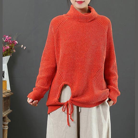 Pullover orange clothes For Women winter casual high neck knit sweat tops - Omychic