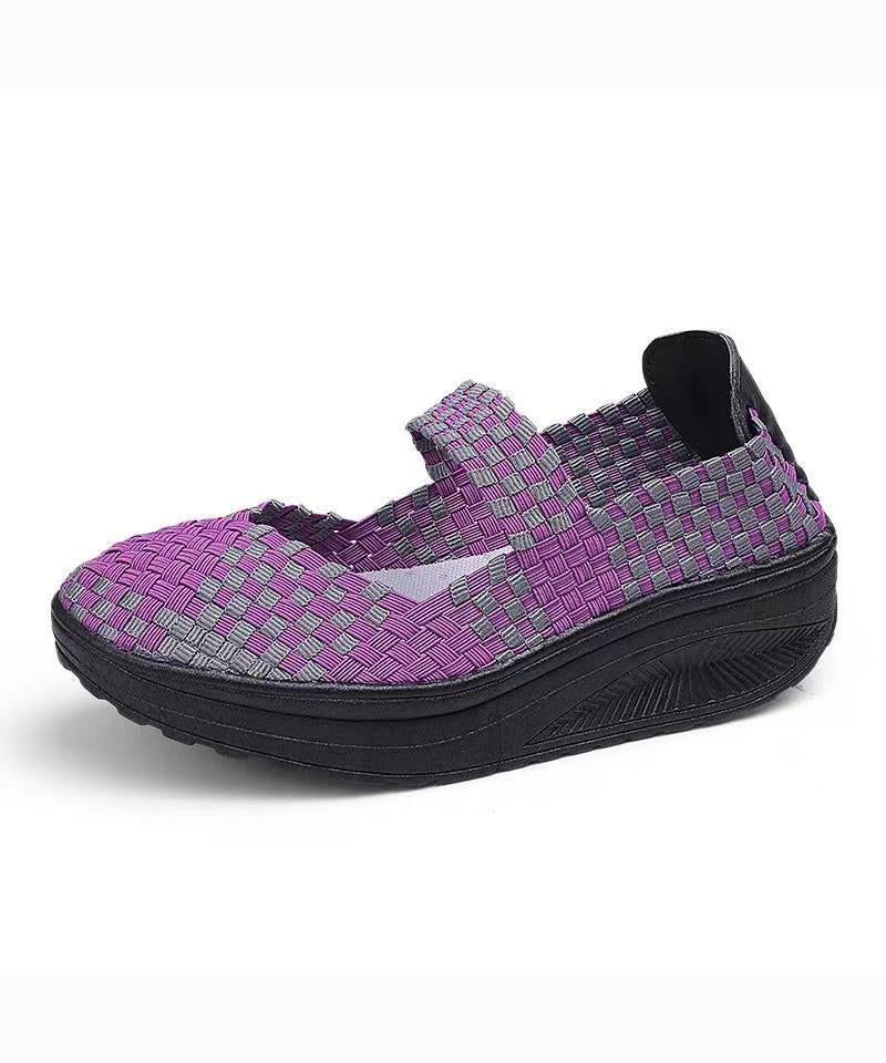 Purple Casual Comfortable Knit Fabric Splicing Wedge Shoes