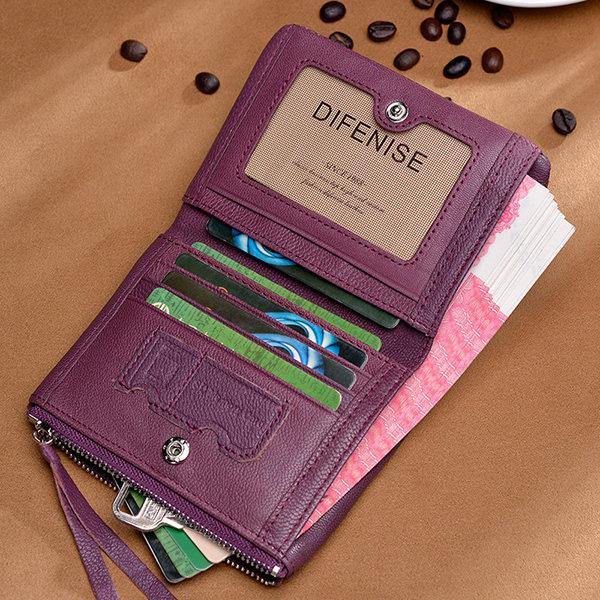 Purple Genuine Leather Durable Business Wallet Portable Purse - Omychic
