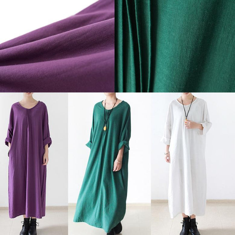 Purple cotton dresses fall long maxi dress - Omychic