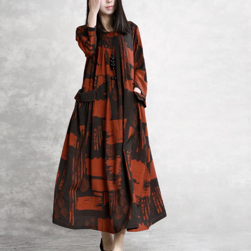 Red Classy silk Printing  Sweets women Pleated Casual Loose  Dress - Omychic