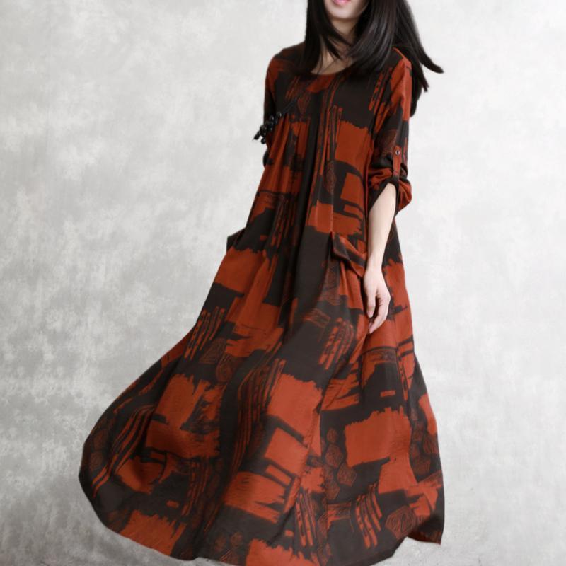 Red Classy silk Printing  Sweets women Pleated Casual Loose  Dress - Omychic