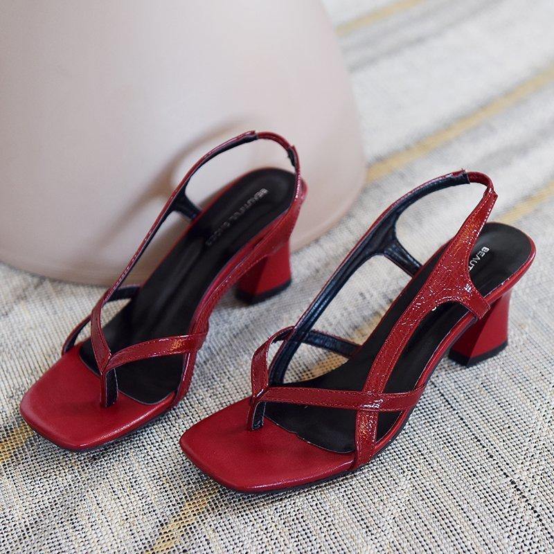 Red Sandals Peep Toe High Heel Sandals