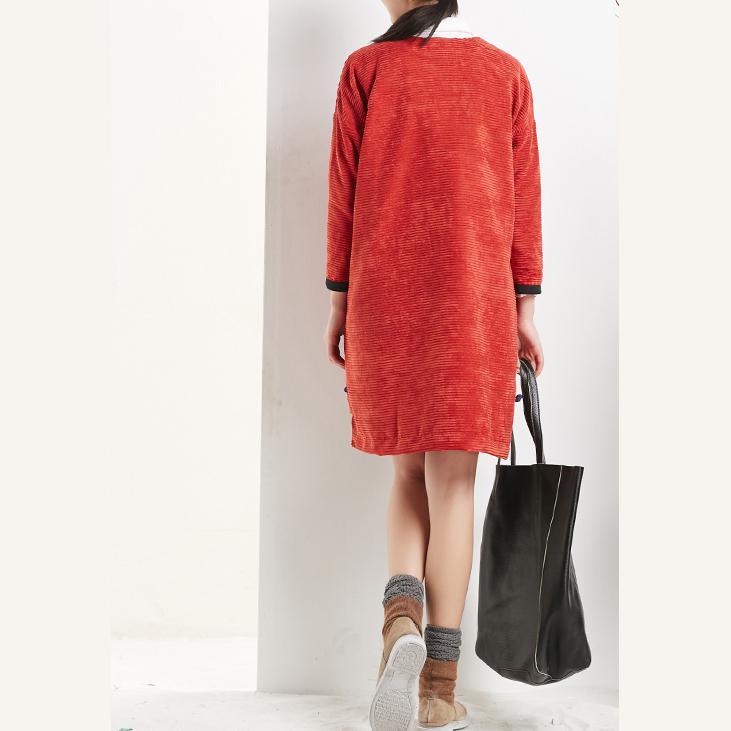 Red plus size cotton dresses maternity shift dresses women blouse - Omychic