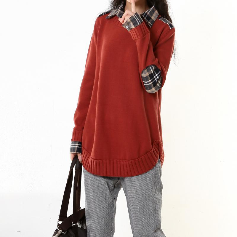 Red sweaters woman fake two pieces - Omychic
