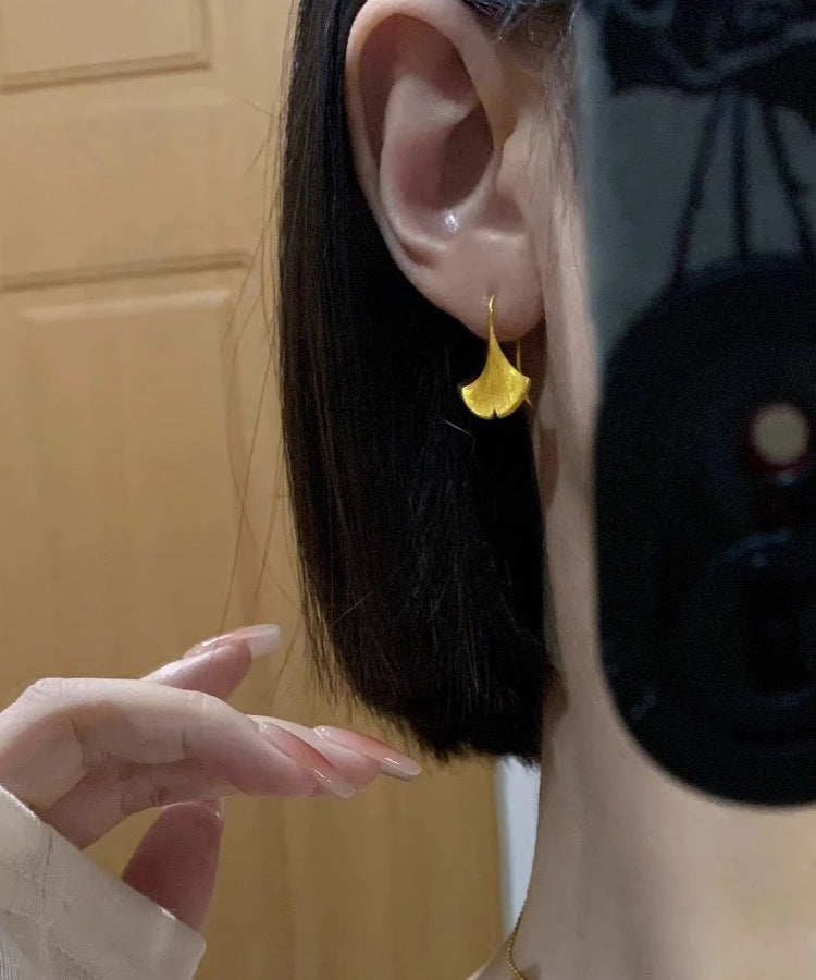 Regular Gold Maple Leaf Drop Earrings