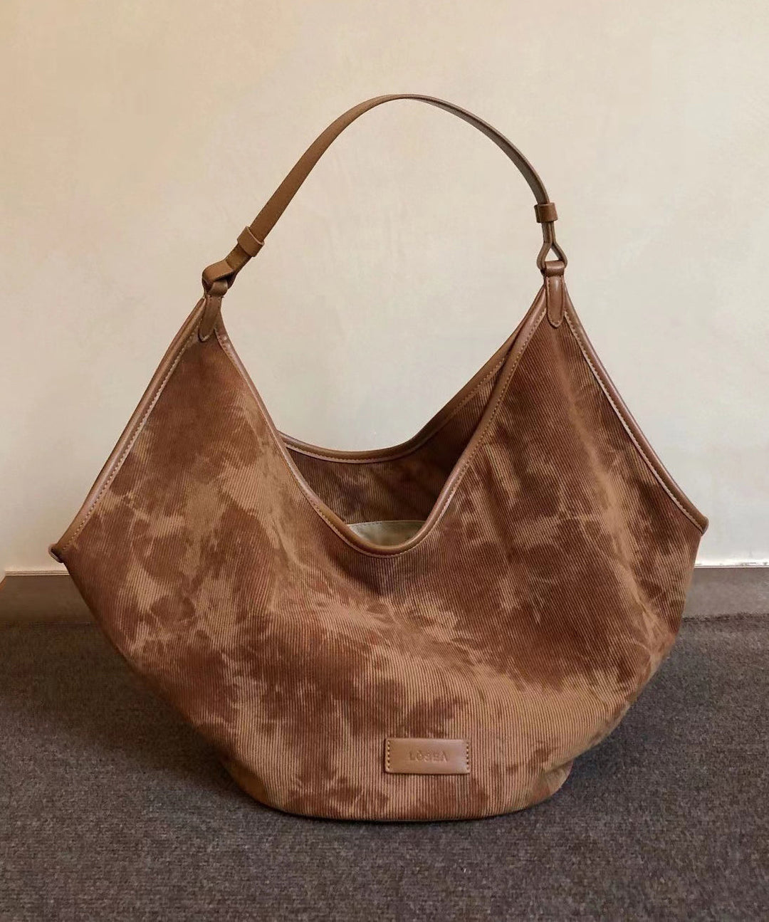 Retro Brown Large Capacity Corduroy Satchel Handbag