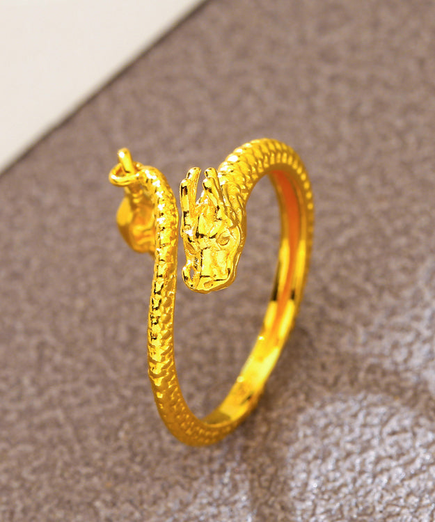 Retro Gold Pure Gold Dragon's Tail Rings
