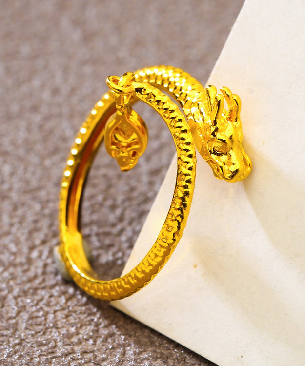 Retro Gold Pure Gold Dragon's Tail Rings