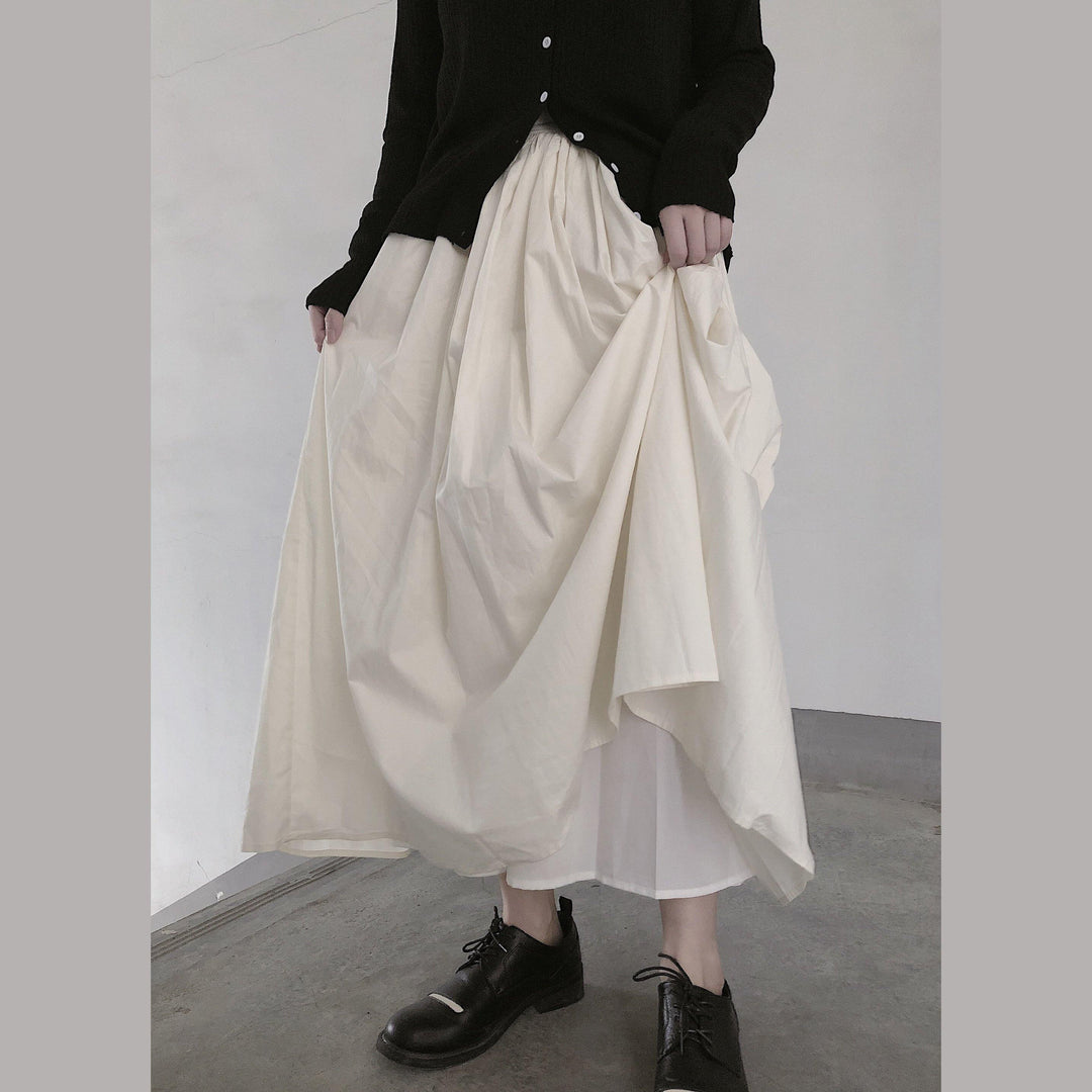 Retro Pleated Skirt Women's White Half Skirt - Omychic