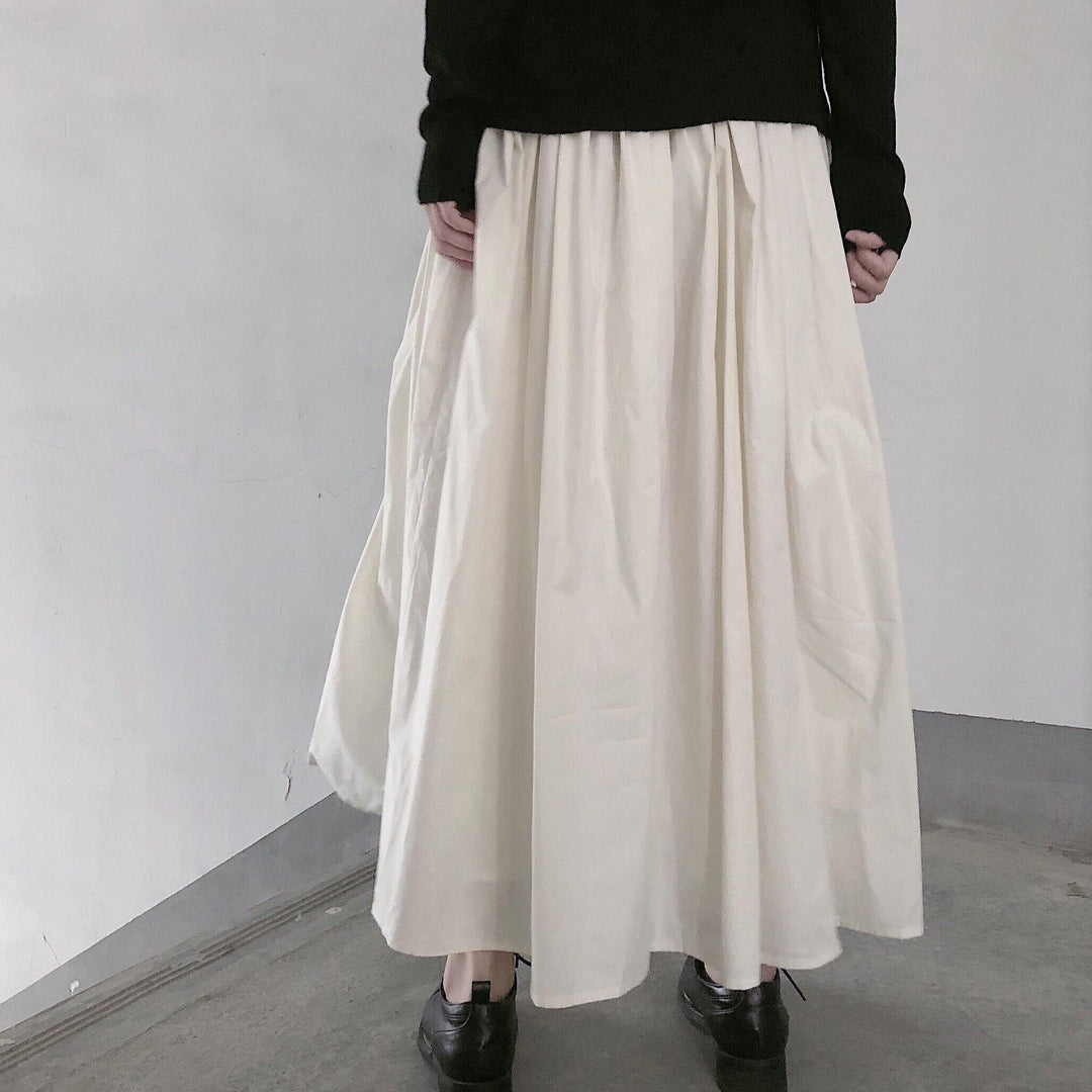 Retro Pleated Skirt Women's White Half Skirt - Omychic